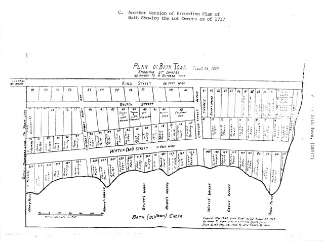 Another version of Proceeding Plan of Bath Showing the Lot Owners as of 1717