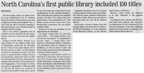 North Carolina's first public library included 150 titles