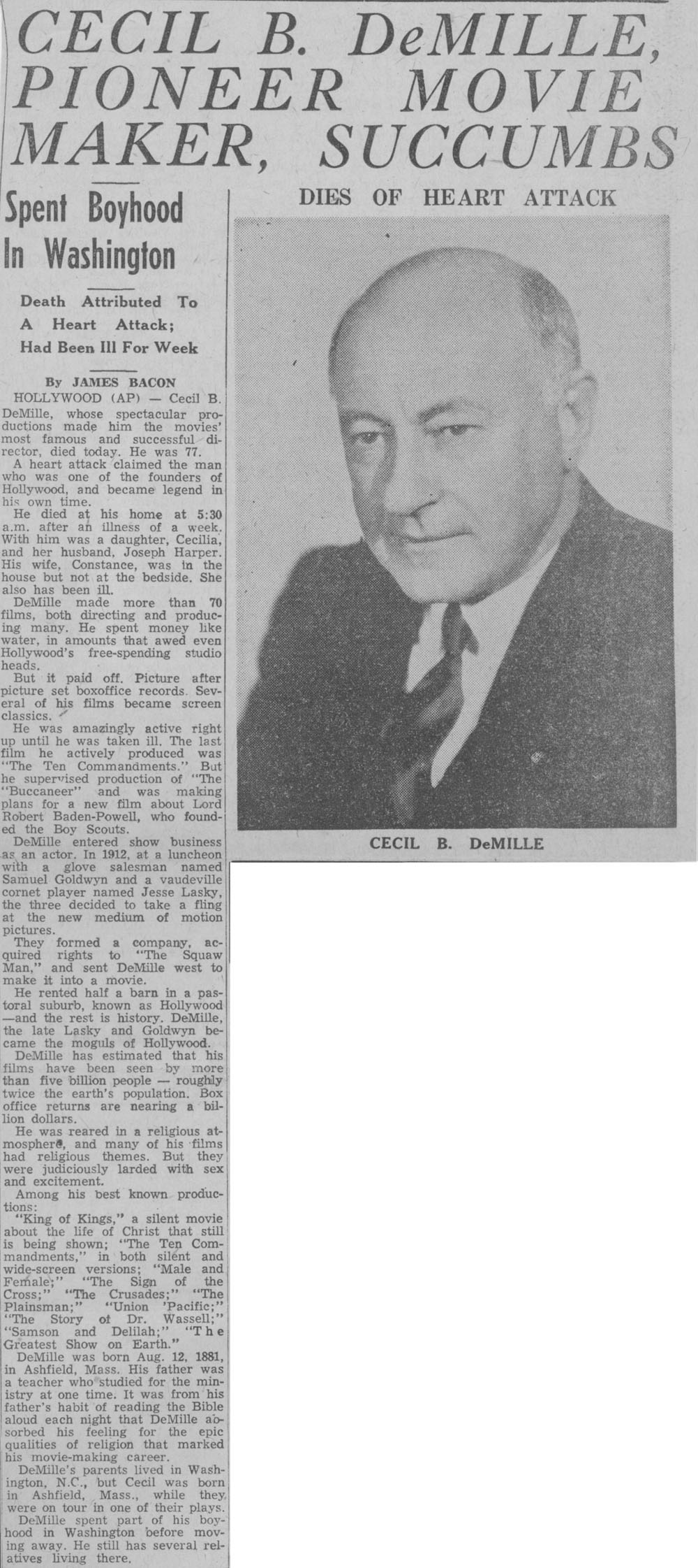 Cecil B. DeMille pioneer movie maker